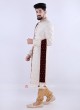 Designer Off White And Golden Colour Sherwani